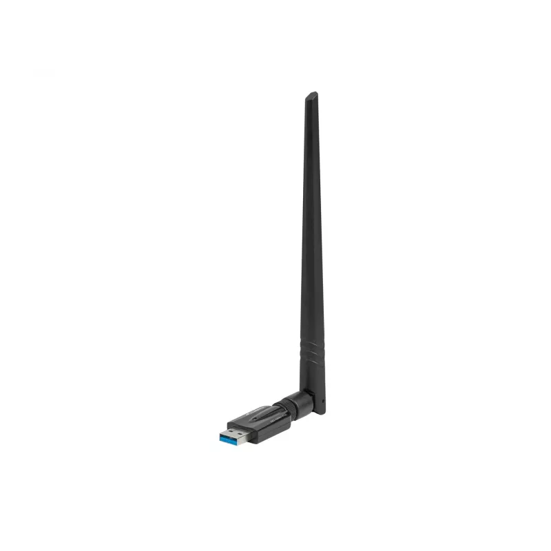 Sisemine WLAN-kaart LANBERG NC-1200-WIE — Kaheribaline USB WLAN-adapter, RTL8812BU, kuni 1200 Mbit/s, väline 2x2 antenn (5 dBi), must