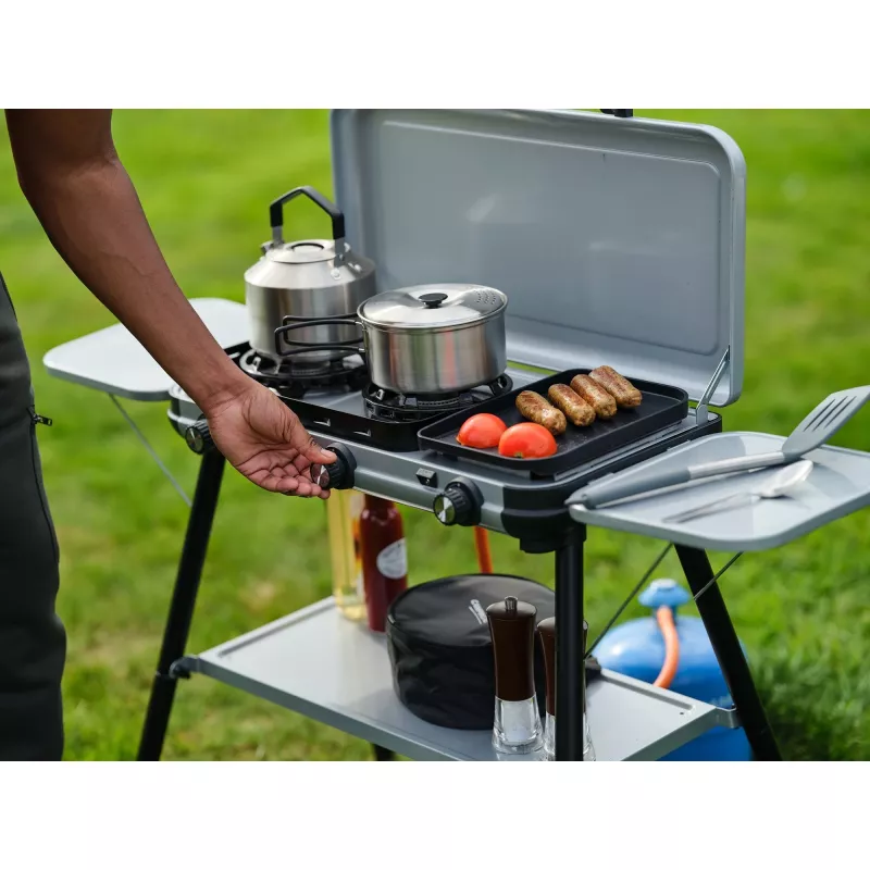 Camping Kitchen 2 Multi Cook Plus, gaasipliit Hall, 2 keedutsooni 2x 1,8 kW + grillplaat 0,9 kW, mudel 2025