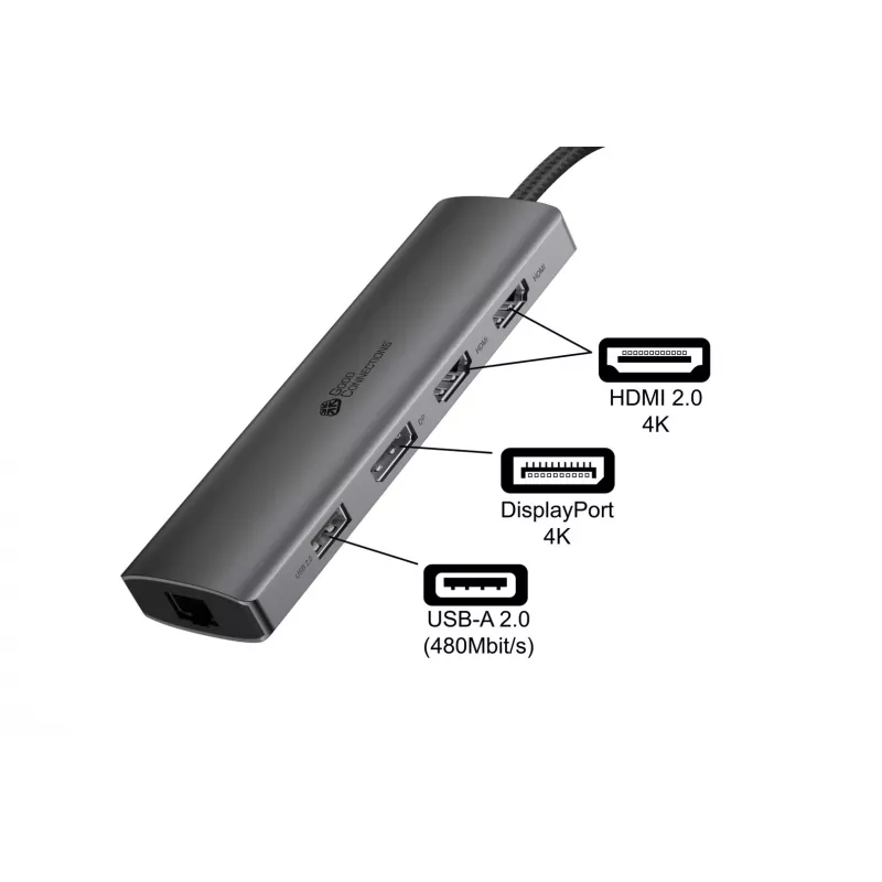 Alcasa HUB-C001A liidese jaotur USB Type-C 5000 Mbit/s antratsiit