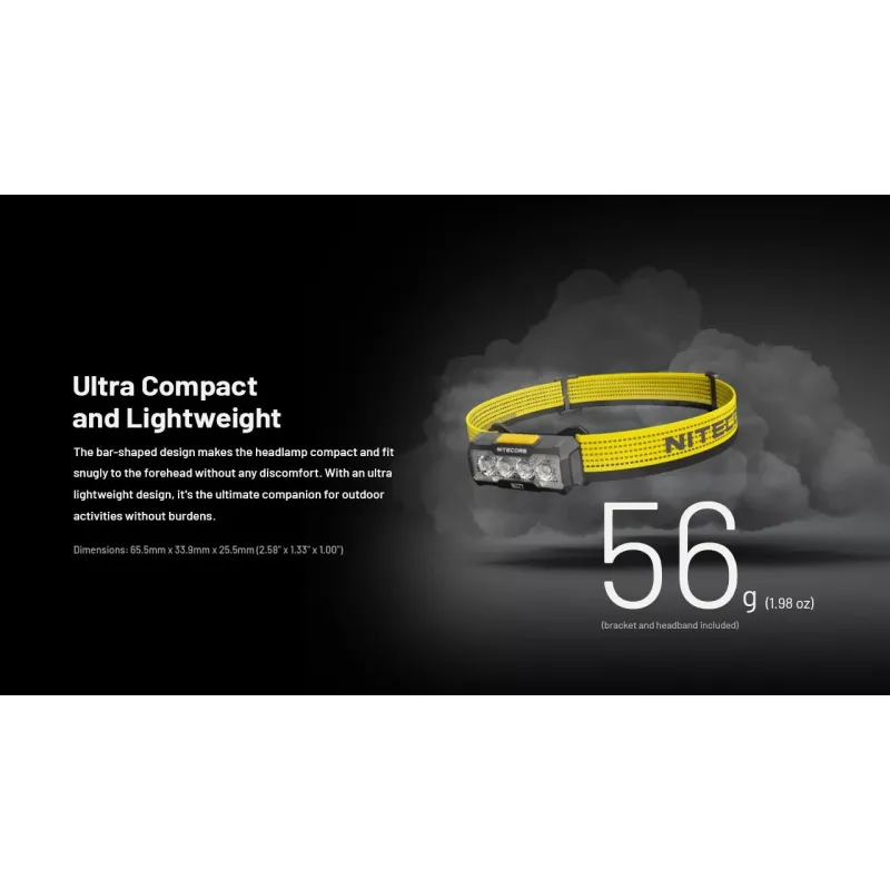 Nitecore NU27 otsmikulamp must, kollane peapaelaga LED-lamp