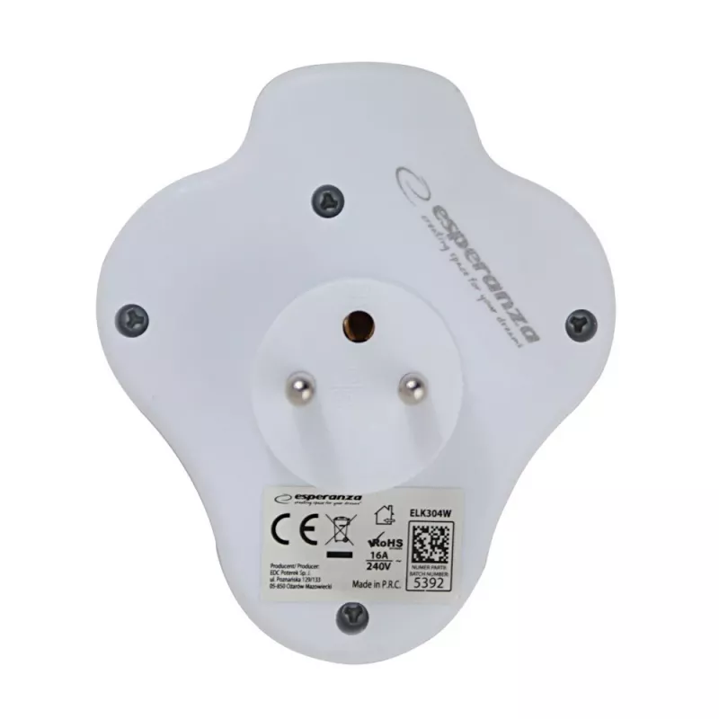 Esperanza ELK304W elektrijaotur, 3 pesa lülitiga, valge