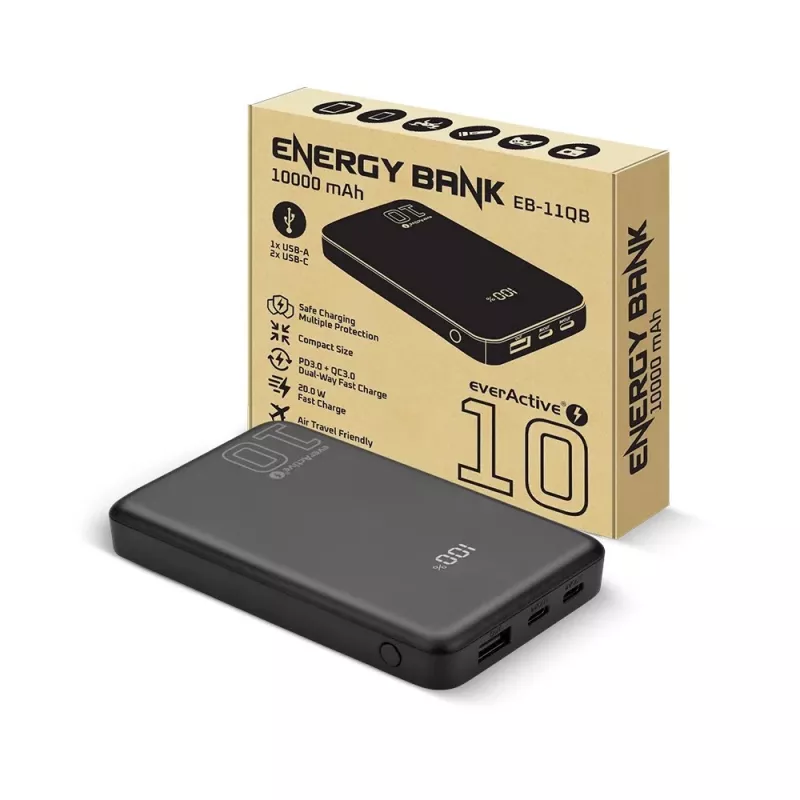 Kaasaskantav akupank everActive EB-11QB 10 000 mAh, 2× USB-C 20W (QC4.0)