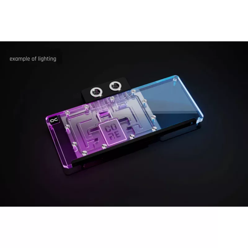Alphacool Core RX 9070 XT Mercury läbipaistev kroom jahutusplokk tagumise plaadiga