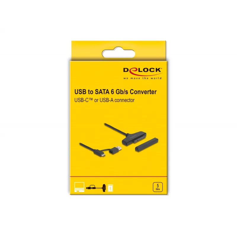 DeLOCK USB SATA-le muundur 6 Gb/s USB USB-C Type-A 0,3 m