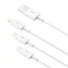 USB-kaabel Baseus SUP0003529 — USB 3.2 Gen 1 (3.1 Gen 1), 1 m, USB-A kuni USB-C / Micro USB-A / Lightning, valge