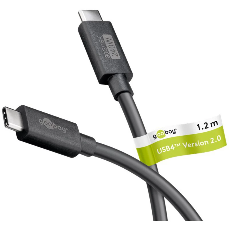 USB-C kaabel WENTRONIC USB4 Gen4 1,2m — toetab 16k@60Hz ja 4K@120Hz