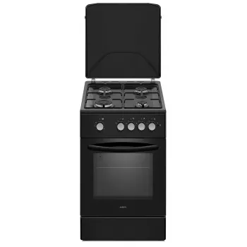 Gaasipliit MPM MPM-56-KGF-21/B — 4 põletiga roostevaba teras, ahi 54 L, nuppjuhtimine