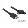 HDMI-kaabel DeLOCK 85467 0,5 m tüüp A isane emasele Must