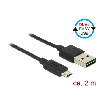 USB-kaabel DeLOCK 83850 USB 2.0 2 m USB A Micro-USB B Must