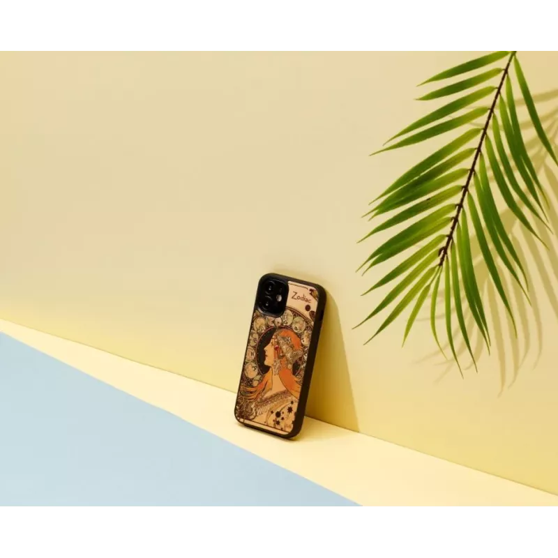 Man and Wood telefonikohver iPhone 12 mini jaoks – Zodiac seeria, must