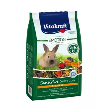 Kuiv küülikutoit Vitakraft Emotion Sensitive 600 g — täissööt tundliku seedimisega täiskasvanud küülikutele, köögivilja maitse, 17% toorkiudu