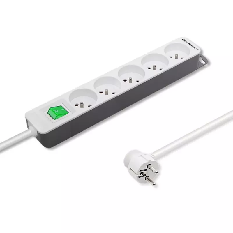 Pikendusjuhe Qoltec 50290 1,8 m 5 vahelduvvoolupistikupesa Siseruumides Valge