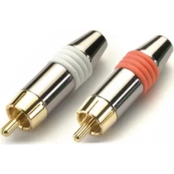 Cinch (RCA) pistikukomplekt Kindermann KIN 7489000212 — punased ja valged helipistikud