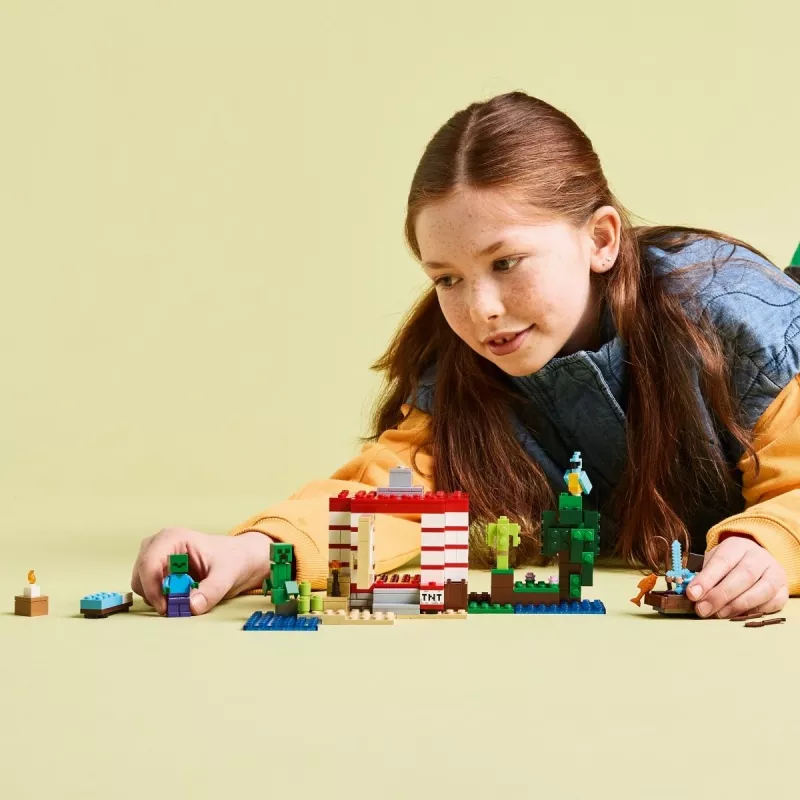 Ehitusmänguasi LEGO Minecraft komplekt 21275 TNT džunglimaja, 287 tükki, 2 minifiguuri, vanus 8+