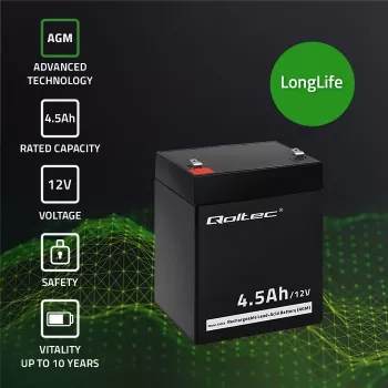 AGM aku Qoltec 53033 4.5 Ah 15 V 65.5 A mootorratas