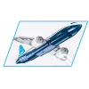 Ehituskomplekt Cobi Boeing 737-8 — 340 osa, soovitatav vanus 7+, sinine ja valge