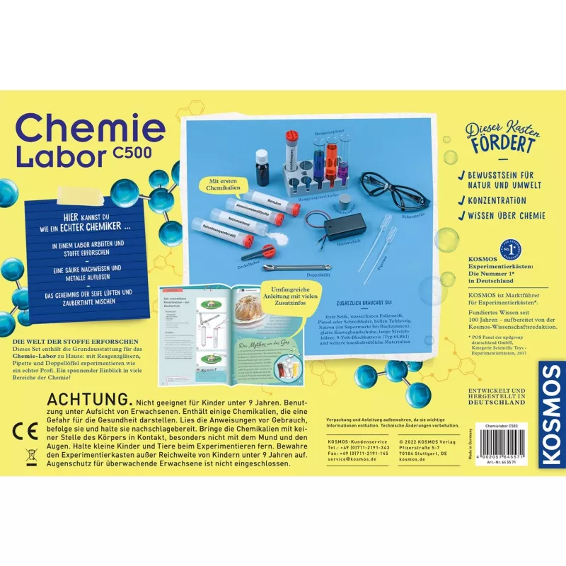 Kosmos Chemie labor C 500, Eksperimendikomplekt, Keemia, 9 a, Mitmevärviline