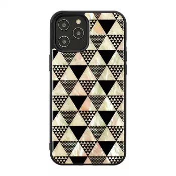 Kaitsev telefoniümbris iKins Apple iPhone 12 / 12 Pro jaoks — püramiidmustriga, must