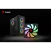 PC kuubikujuline korpus SAVIO Noctis Glass RGB — must, ATX/Micro-ATX, 210×410×450 mm, 3×120 mm esiventilaatorid