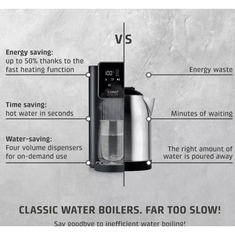 Caso Turbo Kuuma Vee Automaat | HW 616 | Veeautomaat | 2600 W | 2,5 L | Plastik/Roostevaba teras | Must/Roostevaba teras