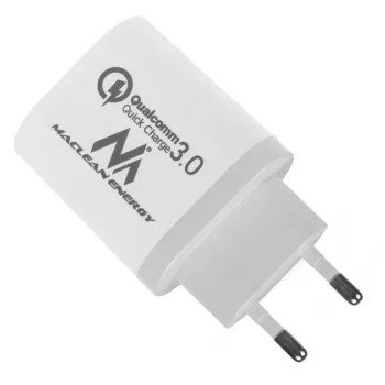 Seinalaadija MACLEAN MCE479W — 3-pordiline USB-kiirlaadija, koguvõimsus 18 W