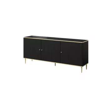 GLAMOUR kummut 180x40x75,5 cm, must matt + kuldne