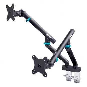 Monitorikinnitus DIGITUS Dual disainiga kahele kuni 35-tollisele ekraanile, klambriga, 2×10 kg, VESA 75×75–100×100, kallutus -45–90°