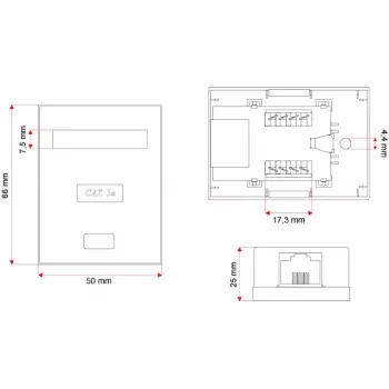 Võrguühenduskarp Alantec GN005 — Cat5e, F/UTP (FTP) varjestus, valge, 50×66×25 mm
