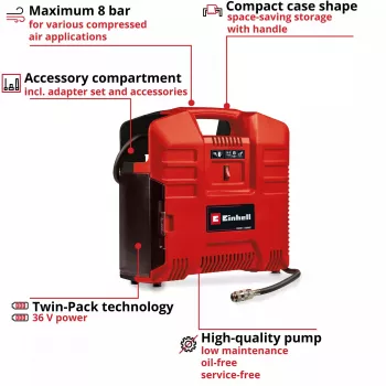 Air Compressor Einhell TE-AC 36/8 130 l/min 8 bar Battery