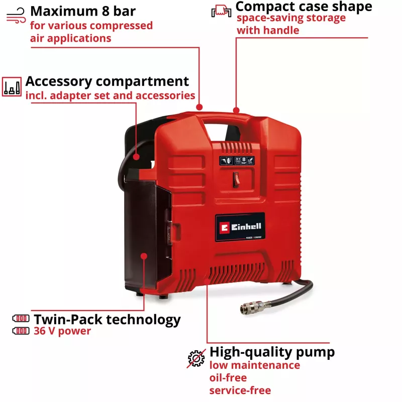 Air Compressor Einhell TE-AC 36/8 130 l/min 8 bar Battery