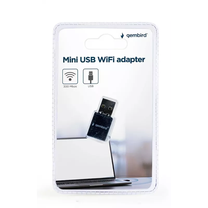 USB 2.0 Wi‑Fi adapter Gembird WNP-UA300-01 — RTL8192EU, 2,4 GHz, 802.11b/g/n, 300 Mbps