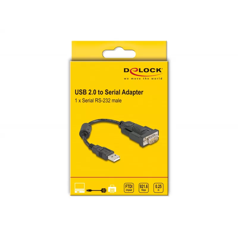 DeLOCK 61549 jadakaabel must 0,25 m USB Type-A RS-232