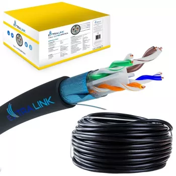 Võrgukaabel Extralink Keerdpaar CAT6 FTP (F/UTP) V2 Välistingimustesse 305M Must