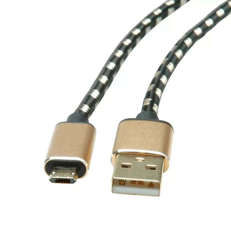 ROLINE 11.02.8819 USB-kaabel 0,8 m USB 2.0 USB C Micro-USB B Must - Kuldne (11.02.8819)