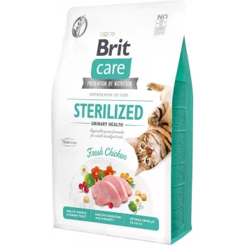 Kuiv kassitoit Brit teraviljavaba Sterilized Urinary 2 kg — steriliseeritud täiskasvanud kassidele, kana, 32% valku, kuseteede tugi