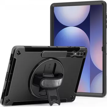 Jalatoe ja käsirihmaga ümbris JT Berlin Samsung Galaxy Tab S10 Ultra / S9 Ultra jaoks — must