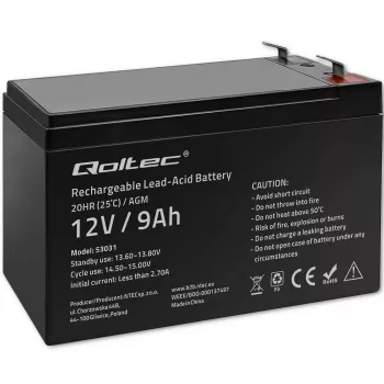 Katkematu toiteallika aku QOLTEC 53031 12V 9Ah roheline, 152×94×65 mm, 2.35 kg
