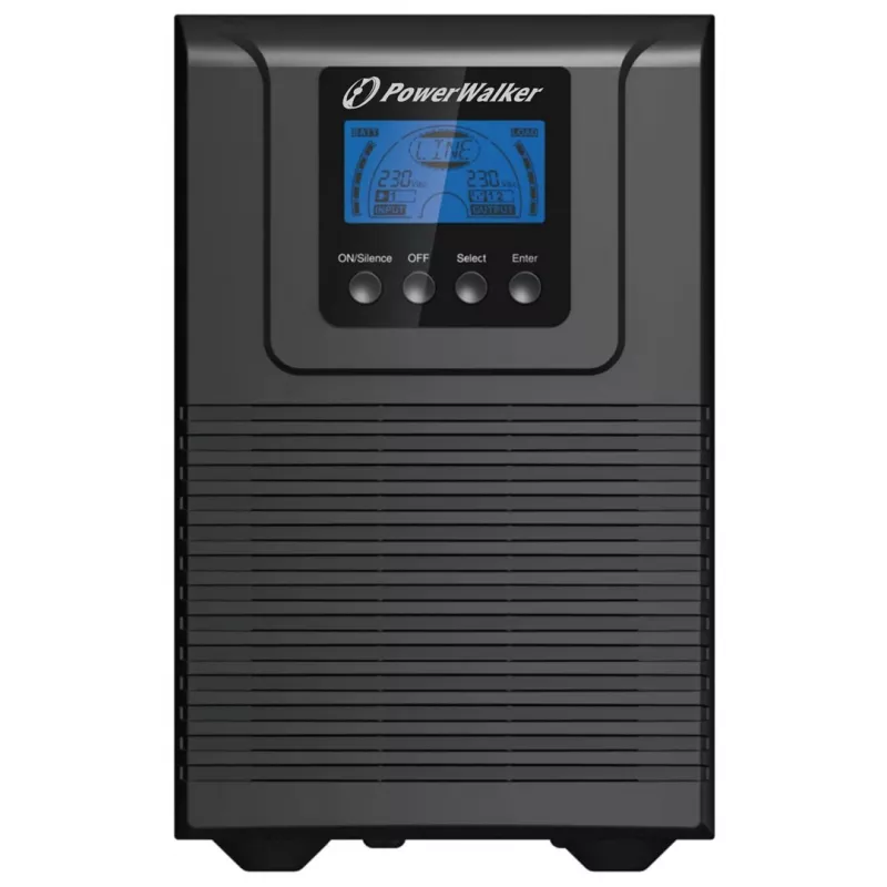 Katkematu toiteallikas PowerWalker VFI 1000 TGB — 1 kVA (900 W), topeltmuundusega võrguühendus, 4× C13 pistikupesa, USB, RS-232, EPO