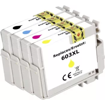 Renkforce'i tindikomplekt asendab Epsoni 603 (C13T03U545) ühilduv must, tsüaan, magenta, kollane RF-I-E-603BKCMY4PK RF-5655902 (RF-5655902)