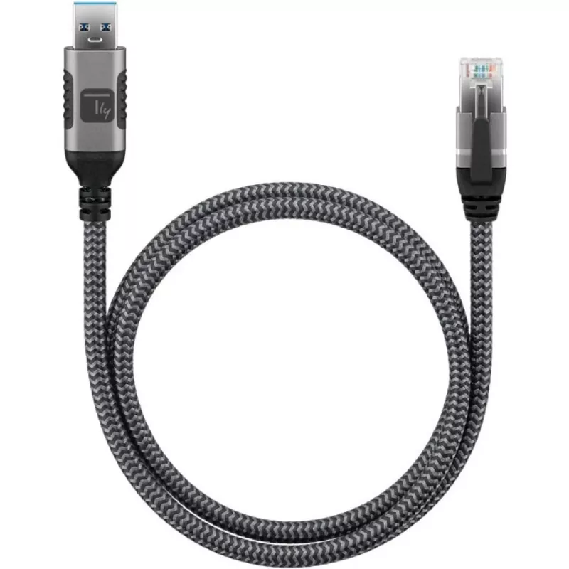 Techly ICOC U3A-RJ45-010 võrgukaabel Must, Hõbedane 1 m Cat6 F/UTP (FTP)