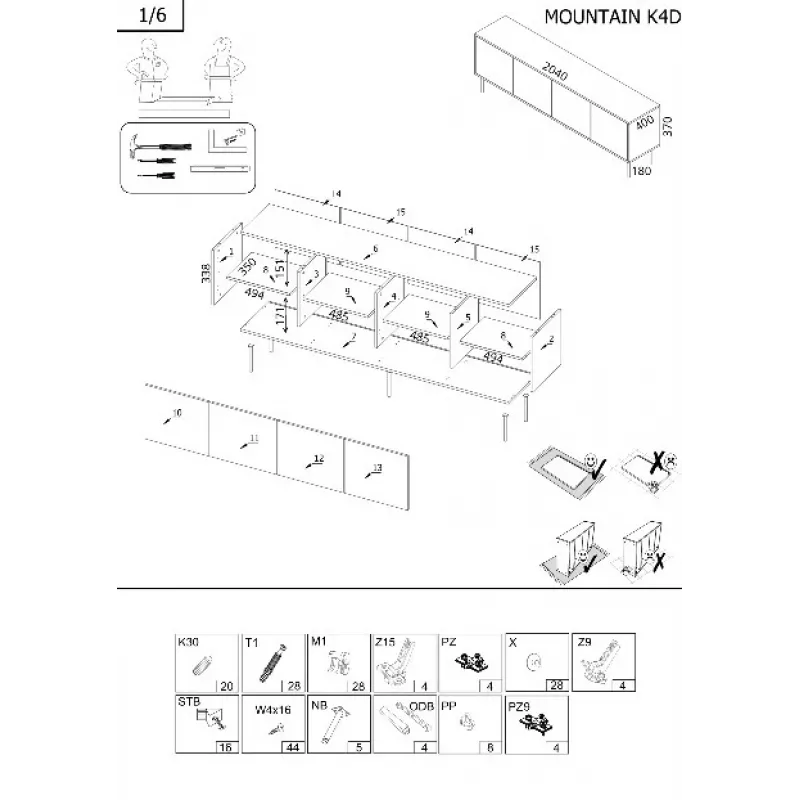 Chest of drawers cama meble Cama 4D MOUNTAIN 204x40x72 cm — Must & gold, MDF/particle board