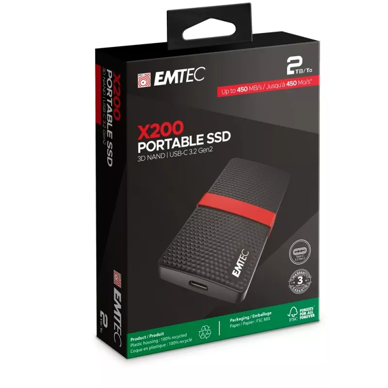 SSD Emtec 1TB kaasaskantav USB USB-C 3.2 Gen 1 X200