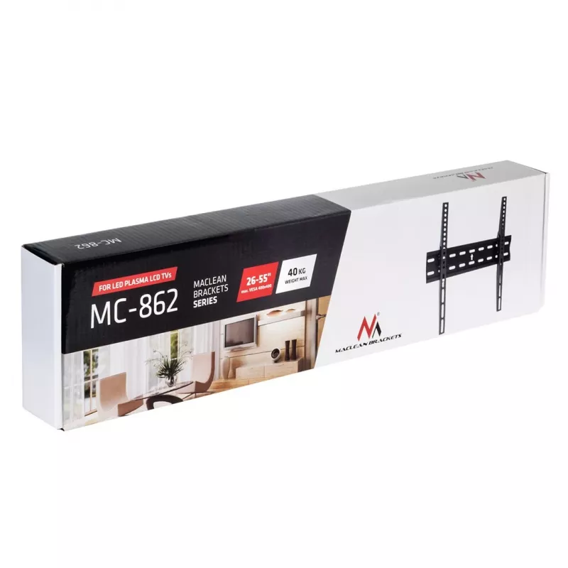 MACLEAN BRACKETS MC-862 Originaalne eriti tugev reguleeritav lihtne paigaldus TV kronstein 26-55 40kg universaalne must max Vesa 400x400