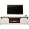 Telerikapp integreeritud elektrikaminaga Cama Meble GRANERO mudel RTV GRANERO + KOM B/B, 200x56.7x35 cm, valge/läikvalge, 2 ust, 2 riiulit, MDF/puitlaastplaat