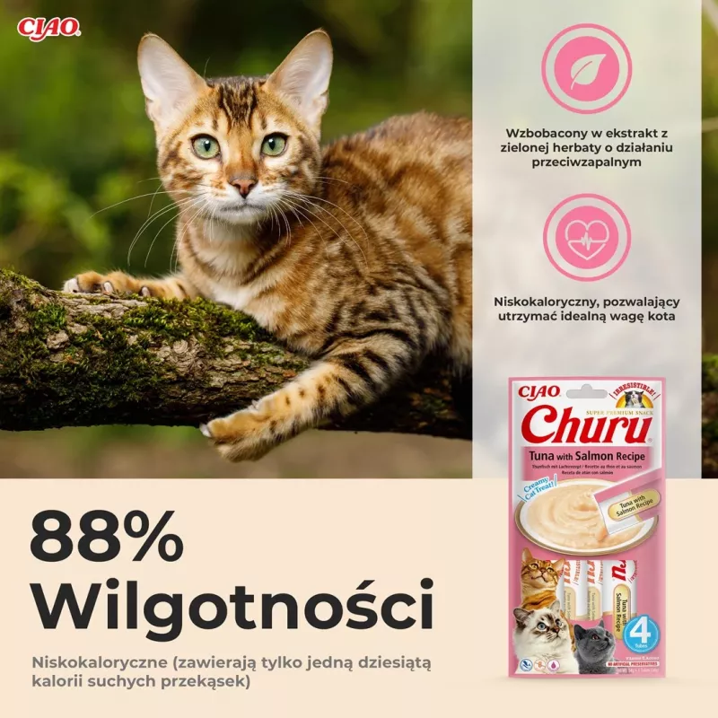 INABA Churu Tuna koos lõhega - kassimaius - 4x14 g
