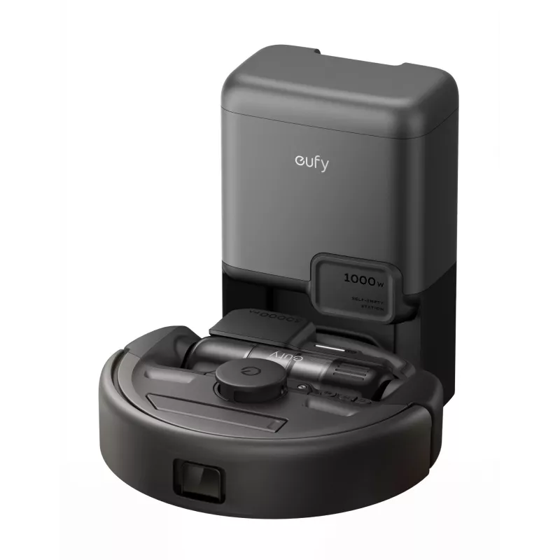 Robot vacuum Eufy E20 Must — round, dust-bag base station, 150 min runtime, 35 cm diameter