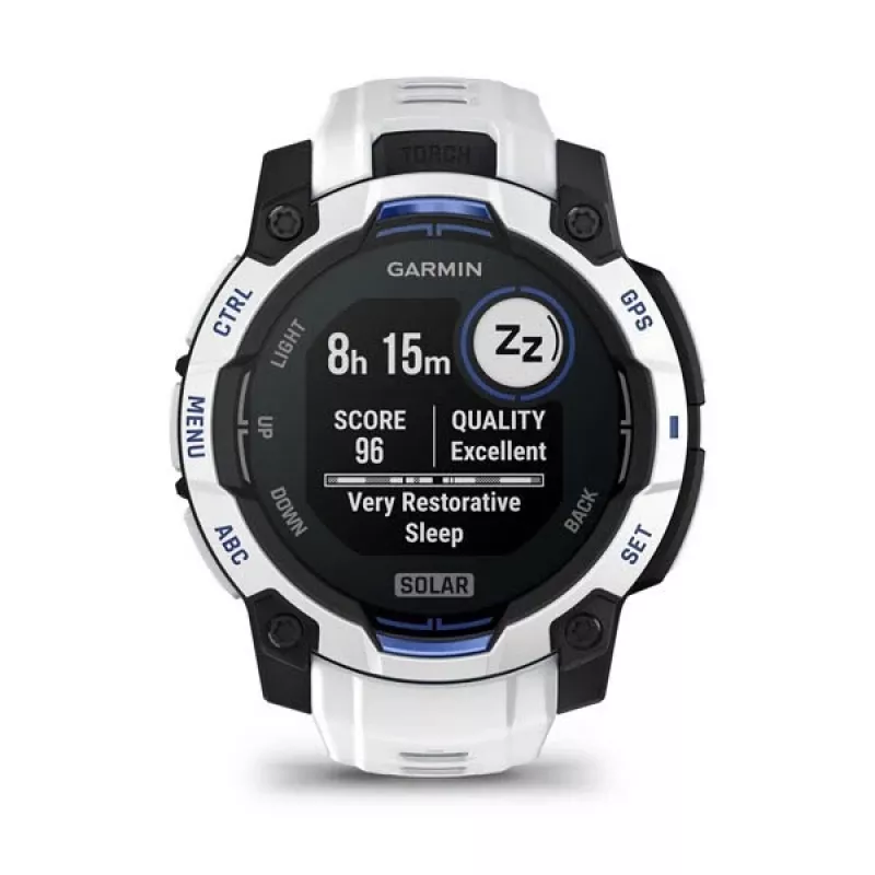 Nutikell GARMIN Instinct 2 45 mm, MIP 0,9 tolli (176×176), GPS, päikeseenergia, silikoonrihm sinine/valge