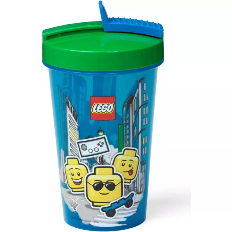 Room Copenhagen LEGO tass kõrrega Iconic Boy Bright Blue (sinine/roheline, 500 ml)