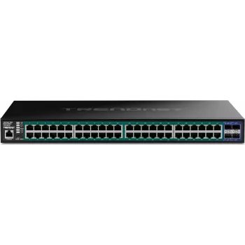 TRENDnet TPE-3524S - lüliti - 52 porti, veeb - L2+ - nutikas - 48 x 10/100/1000 (PoE+) + 4 x 10 Gigabit SFP+ - laua- ja riiulipaigaldatav - PoE+ (410 W) - TAA vastav (TPE-3524S)