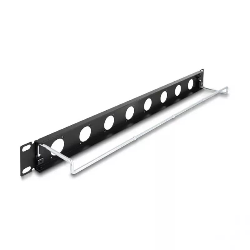 DeLOCK 67059 19-tolline D-tüüpi patch-paneel tõmbetugevdusega, 8 porti, 1U, must